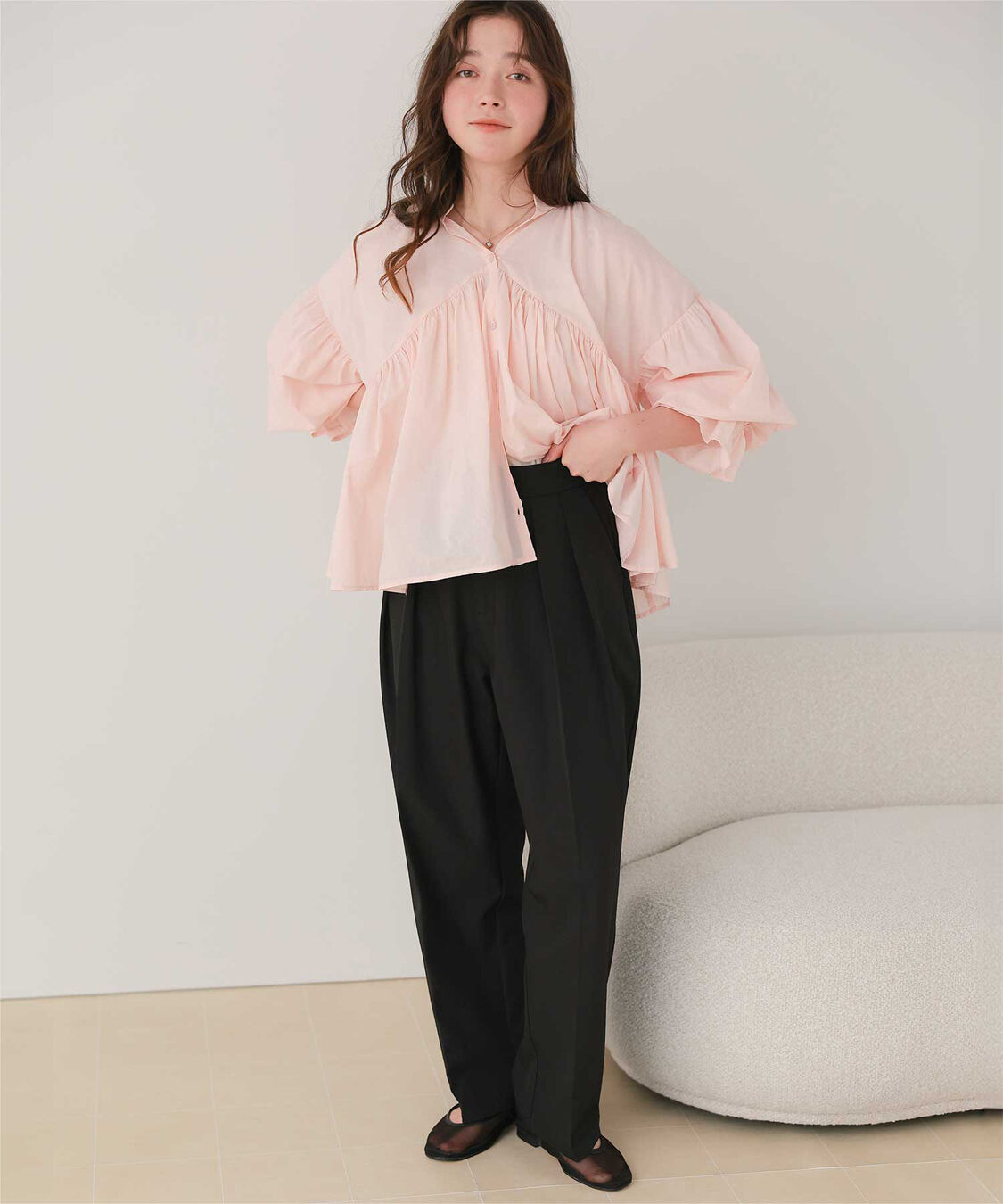 titivate「インタックセンタープレスワイドパンツ」|スラックス|