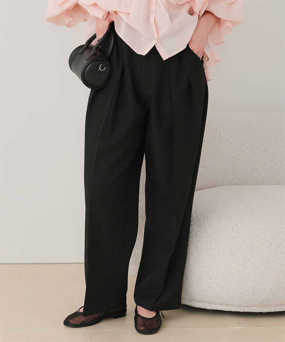 titivate「インタックセンタープレスワイドパンツ」|スラックス|