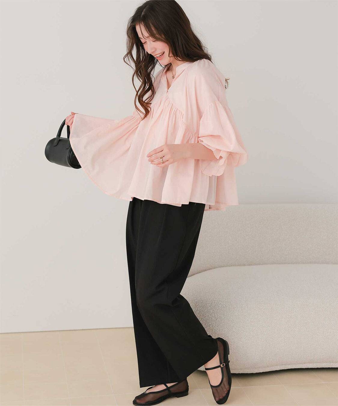 titivate「インタックセンタープレスワイドパンツ」|スラックス|