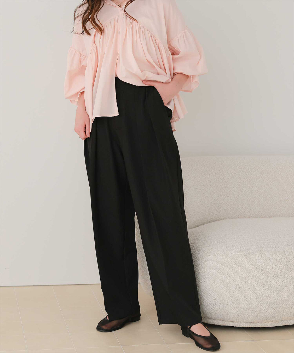 titivate「インタックセンタープレスワイドパンツ」|スラックス|