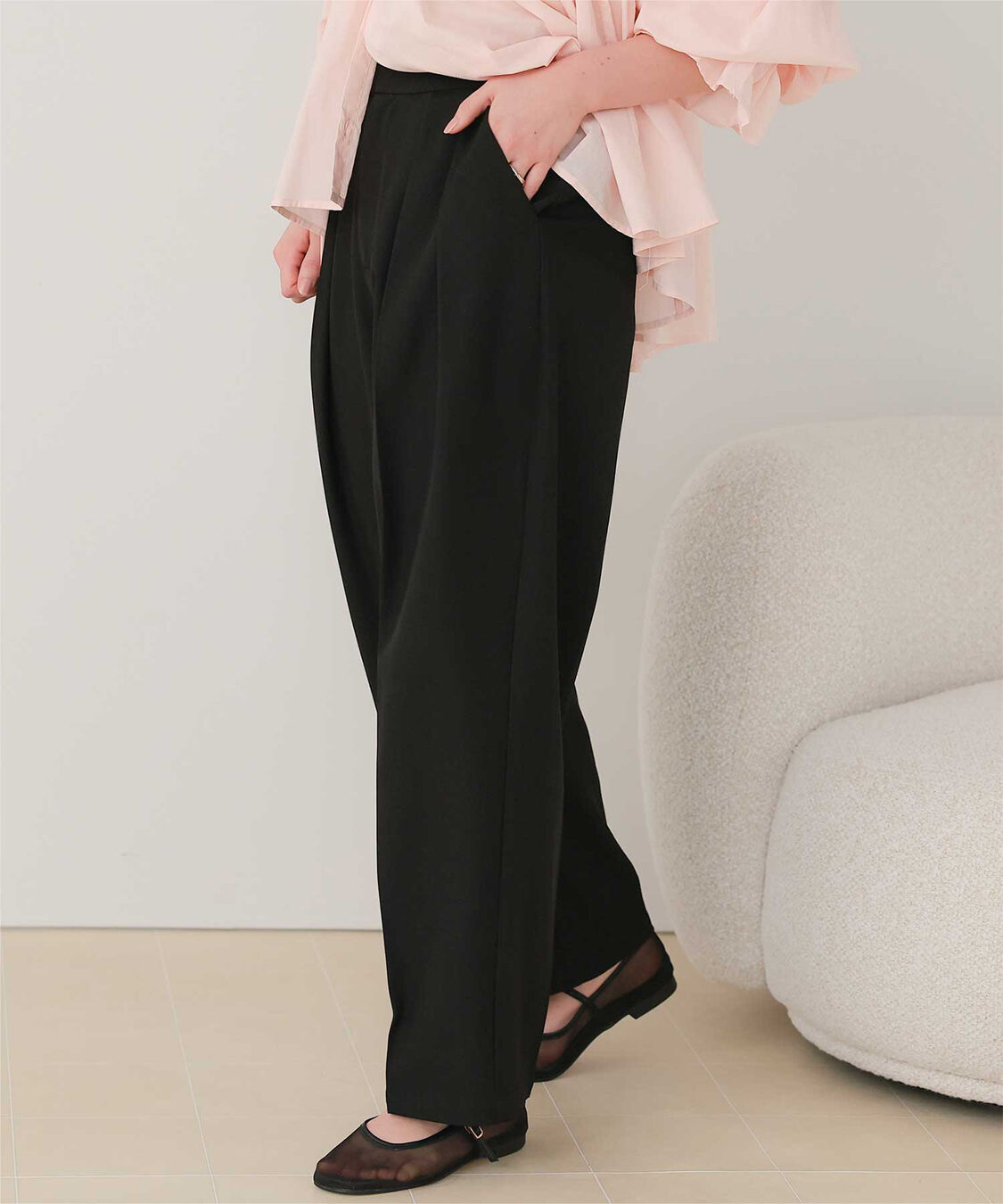 titivate「インタックセンタープレスワイドパンツ」|スラックス|