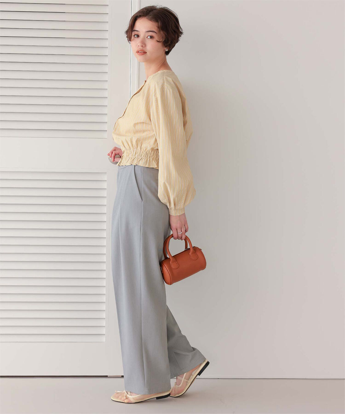 titivate「インタックセンタープレスワイドパンツ」|スラックス|