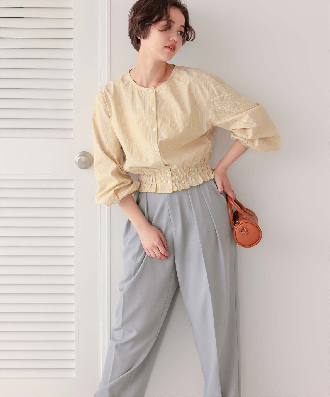 titivate「インタックセンタープレスワイドパンツ」|スラックス|