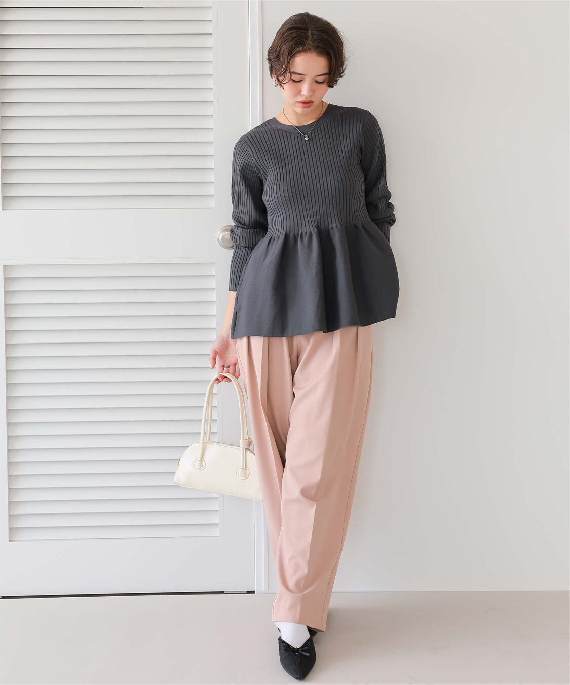 titivate「インタックセンタープレスワイドパンツ」|スラックス|