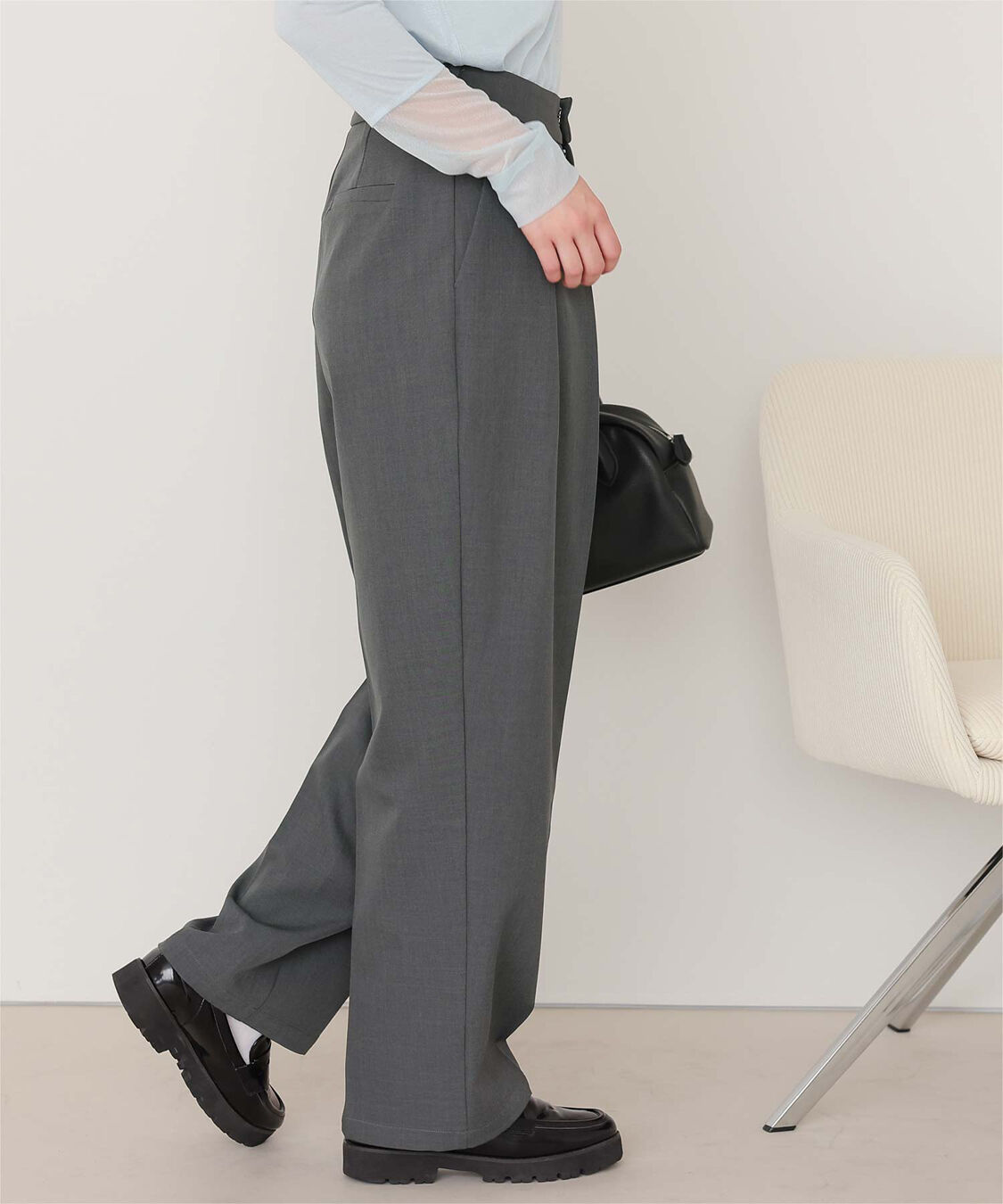 titivate「インタックセンタープレスワイドパンツ」|スラックス|