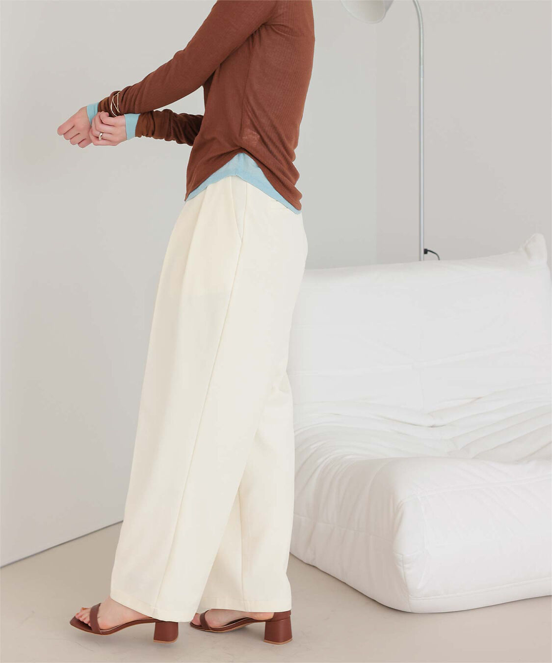 titivate「インタックセンタープレスワイドパンツ」|スラックス|