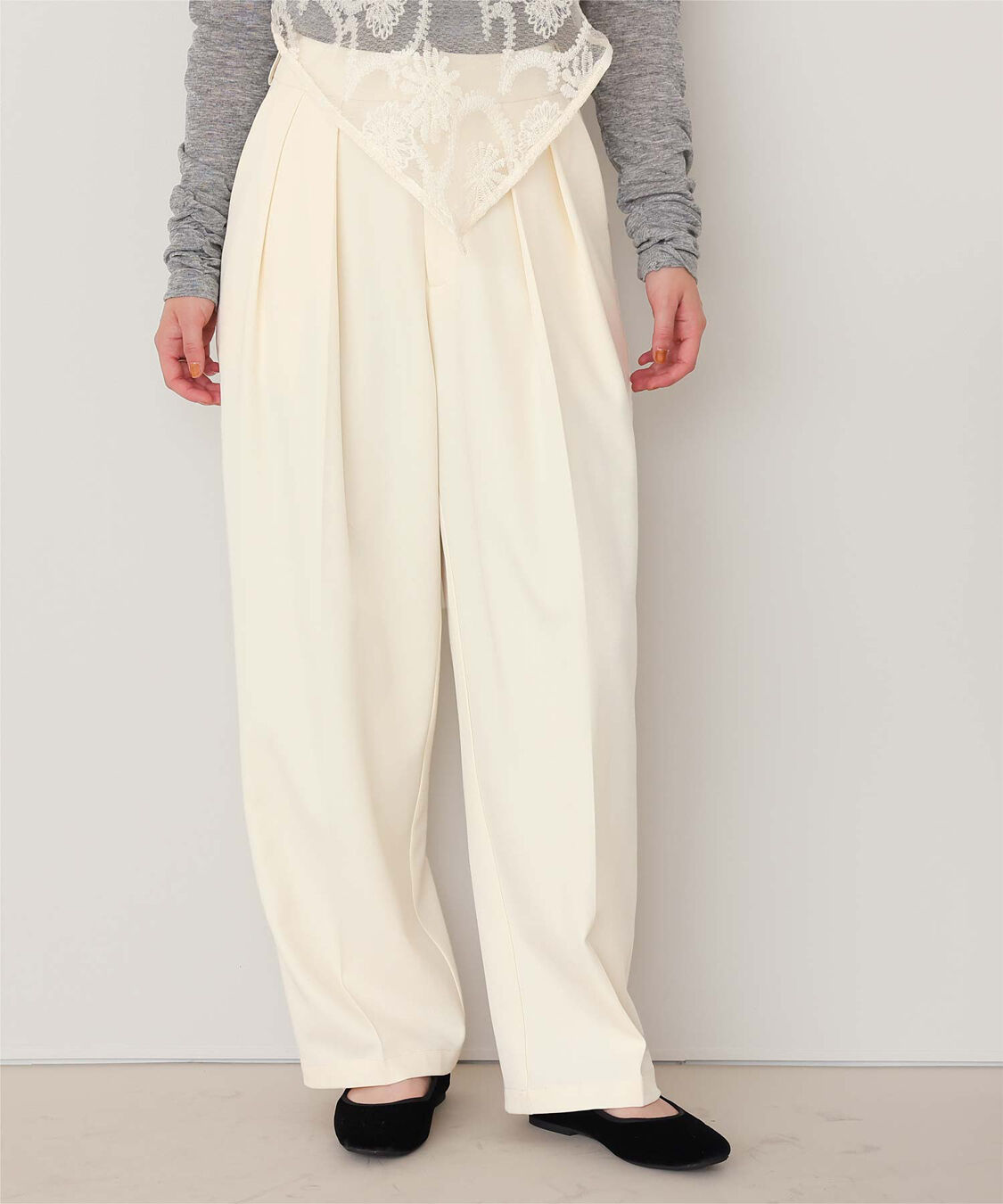 titivate「インタックセンタープレスワイドパンツ」|スラックス|