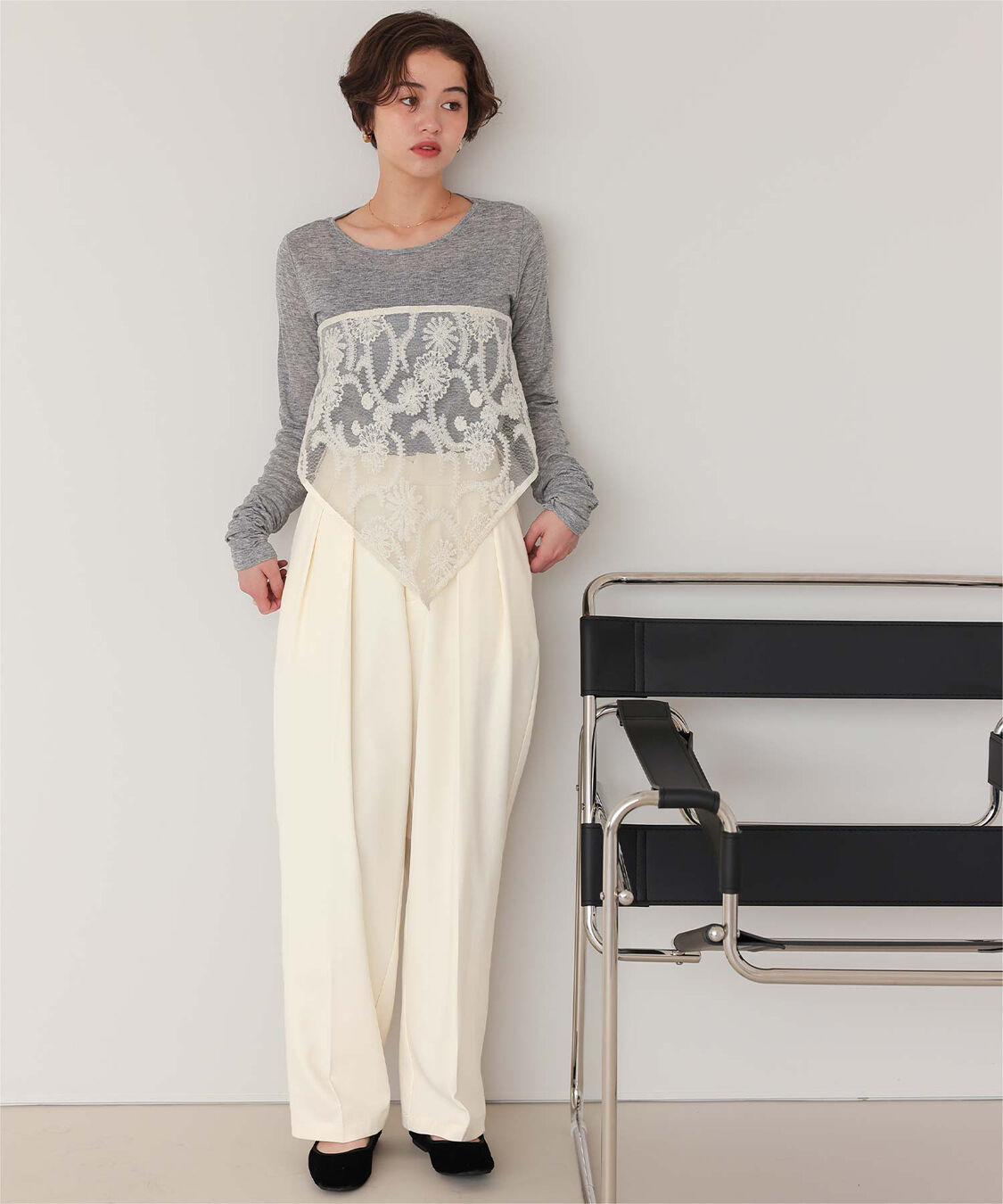 titivate「インタックセンタープレスワイドパンツ」|スラックス|