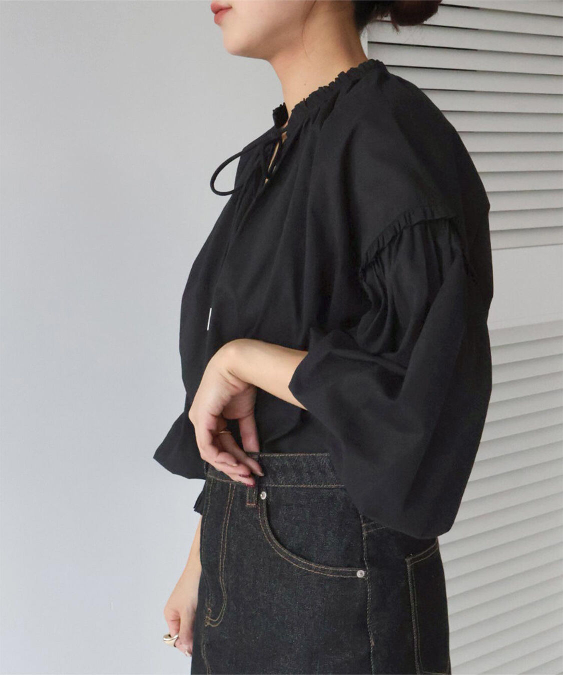 titivate「ギャザーリボンボイルブラウス」|シャツ・ブラウス|