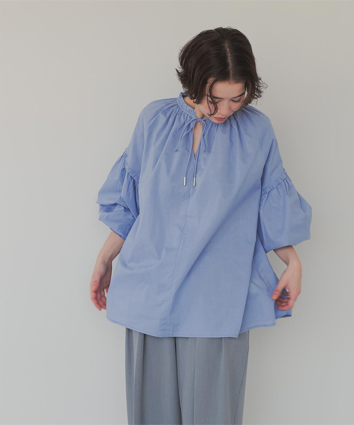 titivate「ギャザーリボンボイルブラウス」|シャツ・ブラウス|