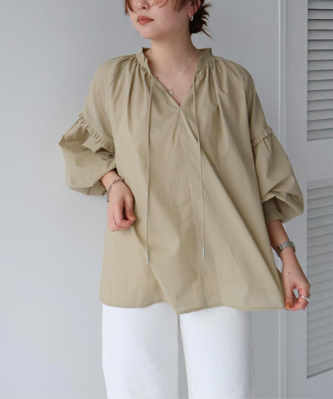 titivate「ギャザーリボンボイルブラウス」|シャツ・ブラウス|