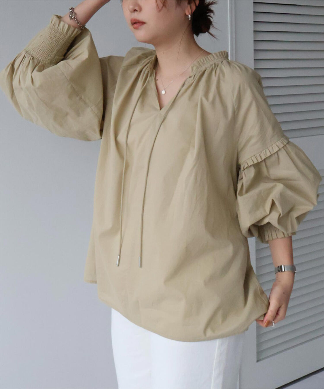 titivate「ギャザーリボンボイルブラウス」|シャツ・ブラウス|