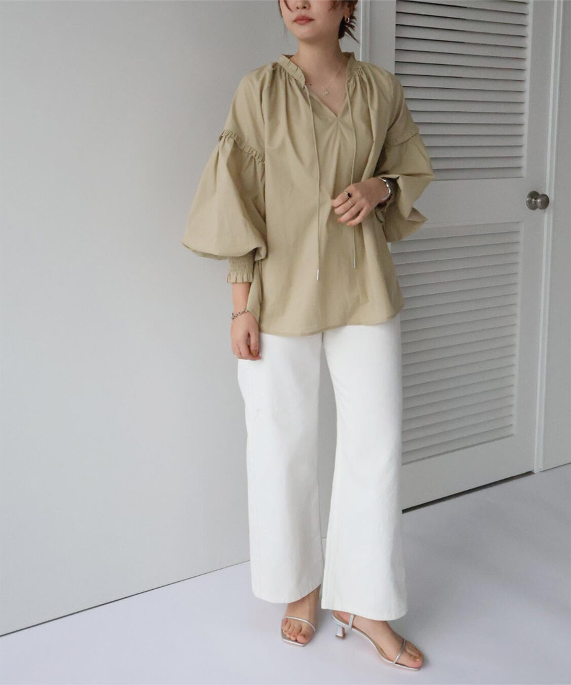 titivate「ギャザーリボンボイルブラウス」|シャツ・ブラウス|