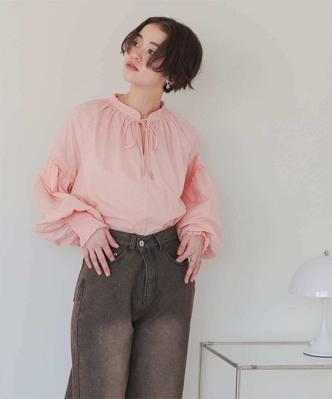 titivate「ギャザーリボンボイルブラウス」|シャツ・ブラウス|