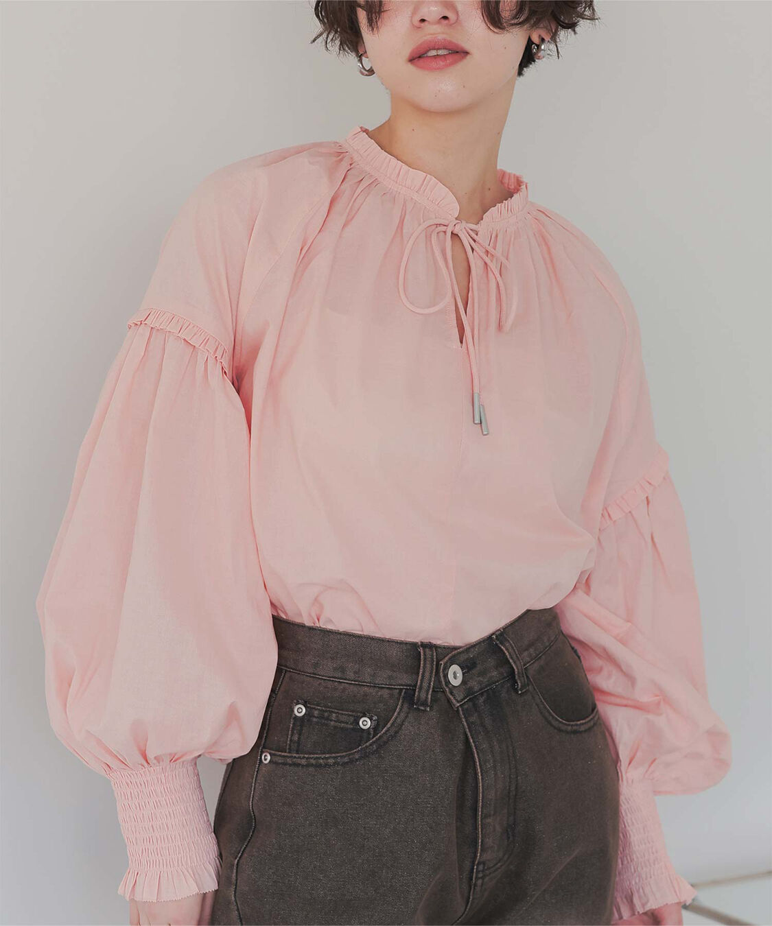 titivate「ギャザーリボンボイルブラウス」|シャツ・ブラウス|