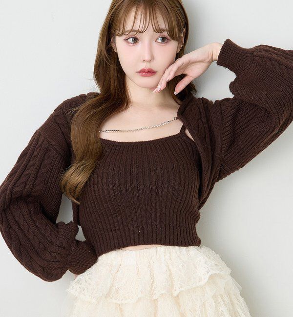  「ケーブルニットアンサンブル」|ニット・セーター|
