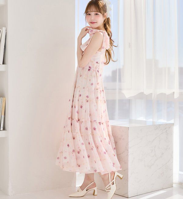  「【肩リボン取り外し可能】カーディガンセット２枚セットワンピ」|ワンピース|