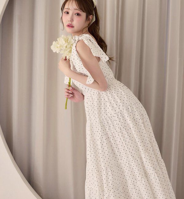  「【肩リボン取り外し可能】カーディガンセット２枚セットワンピ」|ワンピース|