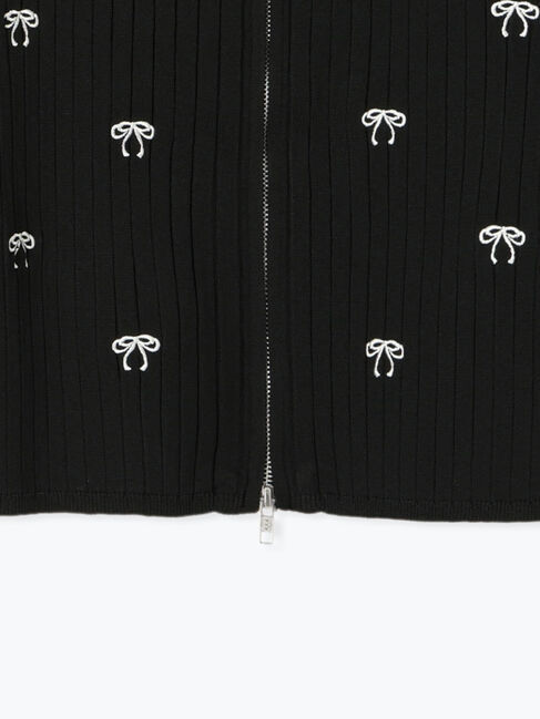 Te chichi TERRASSE「リボン刺繍ダブルジップカーディガン」|カーディガン|