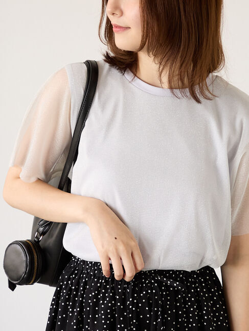 Te chichi TERRASSE「ラメチュールドッキングトップス」|その他|オフホワイト