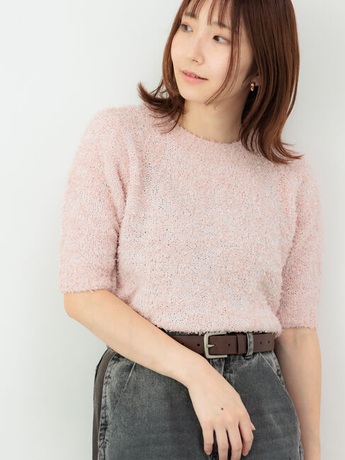 Te chichi TERRASSE「リボンヤーンハーフスリーブニット」|ニット・セーター|