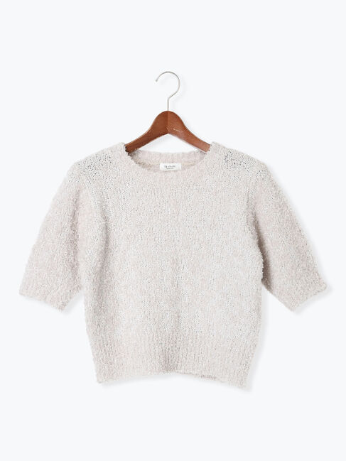 Te chichi TERRASSE「リボンヤーンハーフスリーブニット」|ニット・セーター|グレー