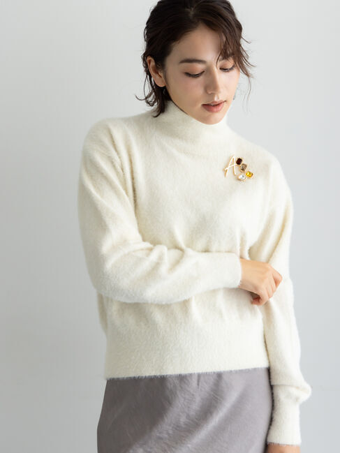 Te chichi「【宮本茉由着用】ハイネックフェザーニット」|ニット・セーター|オフホワイト