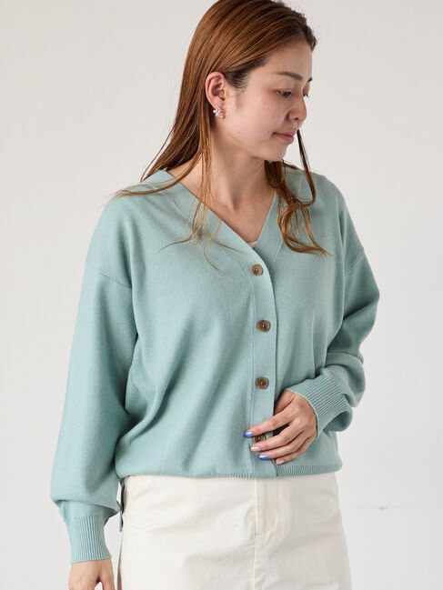Lugnoncure「もちもちVネックカーディガン」|カーディガン|ミント