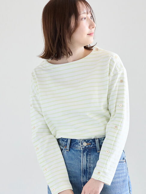 Te chichi「ショルダー釦ボーダーカットソー」|Tシャツ・カットソー|ミント