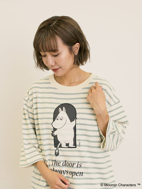 Samansa Mos2「【MOOMIN&times;Samansa Mos2】ワッペンボーダーカットソー」|Tシャツ・カットソー|
