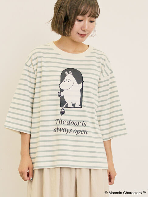 Samansa Mos2「【MOOMIN&times;Samansa Mos2】ワッペンボーダーカットソー」|Tシャツ・カットソー|