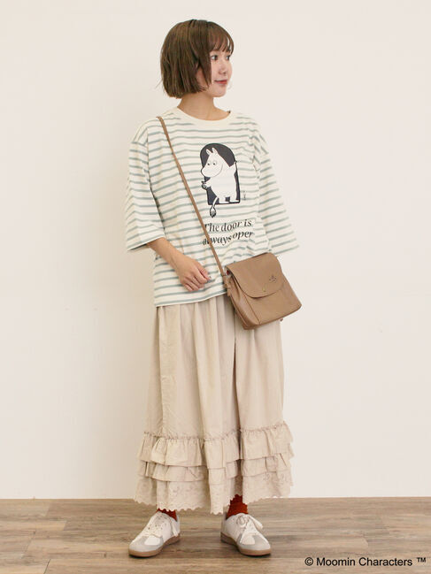 Samansa Mos2「【MOOMIN&times;Samansa Mos2】ワッペンボーダーカットソー」|Tシャツ・カットソー|