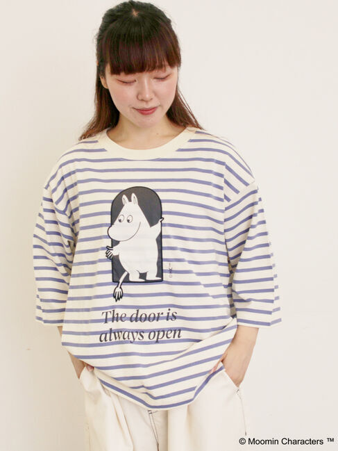 Samansa Mos2「【MOOMIN&times;Samansa Mos2】ワッペンボーダーカットソー」|Tシャツ・カットソー|ブルー