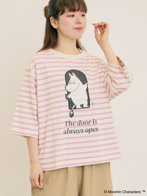 Samansa Mos2「【MOOMIN&times;Samansa Mos2】ワッペンボーダーカットソー」|Tシャツ・カットソー|パープル