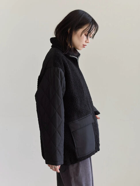 Samansa Mos2 blue「スタンドボアキルトジャケット」|その他|