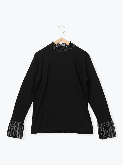 Samansa Mos2 blue「襟袖フリルカットソー」|Tシャツ・カットソー|