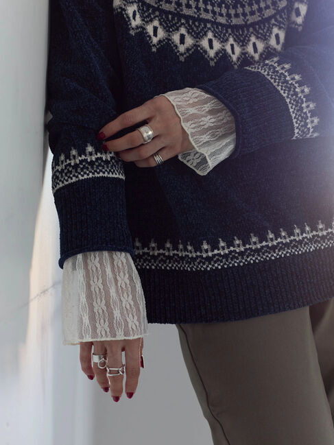 Samansa Mos2 blue「襟袖フリルカットソー」|Tシャツ・カットソー|キナリ