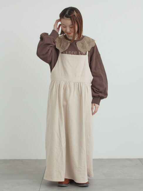 Samansa Mos2「エプロンジャンパースカート」|ワンピース|ベージュ