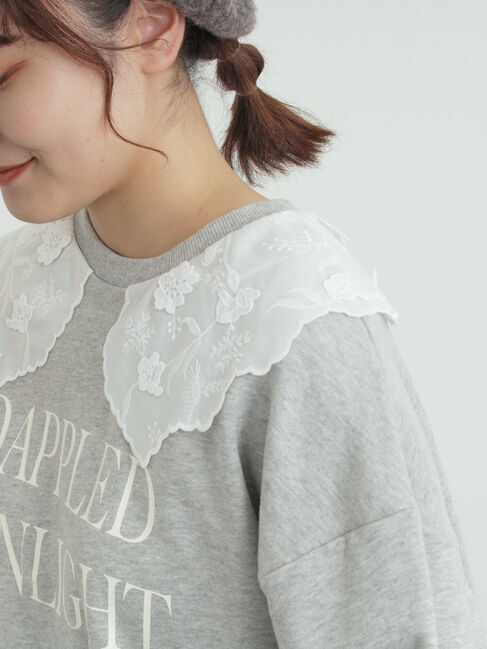 Samansa Mos2「裏毛3Dレース襟付きスウェット」|Tシャツ・カットソー|