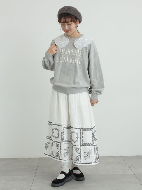 Samansa Mos2「裏毛3Dレース襟付きスウェット」|Tシャツ・カットソー|