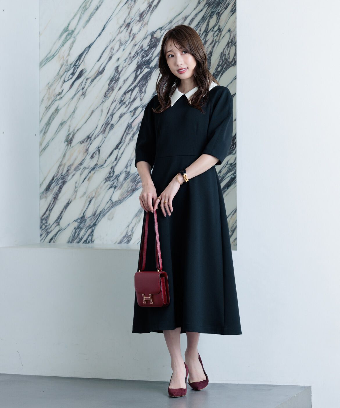 Maglie le cassetto「《M Maglie le cassetto&times;冨張愛》ｴﾚﾓｰﾄﾞ&ldquo;美映えﾌﾞﾗｯｸﾀﾞﾝﾎﾞ  」|ワンピース|