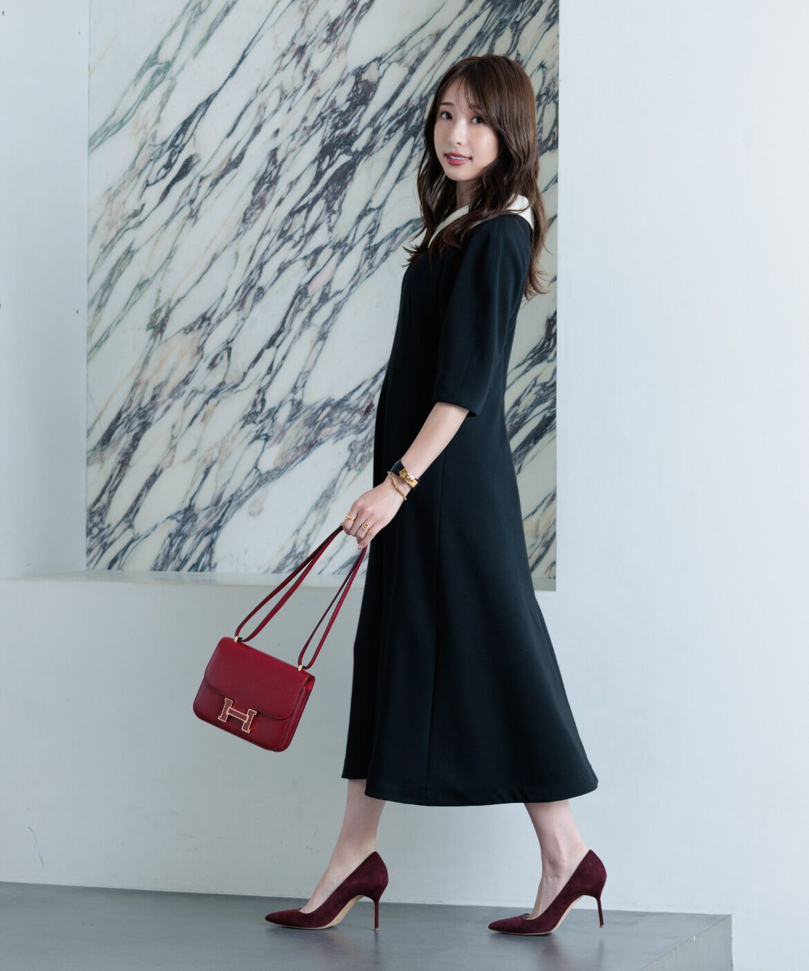 Maglie le cassetto「《M Maglie le cassetto&times;冨張愛》ｴﾚﾓｰﾄﾞ&ldquo;美映えﾌﾞﾗｯｸﾀﾞﾝﾎﾞ  」|ワンピース|