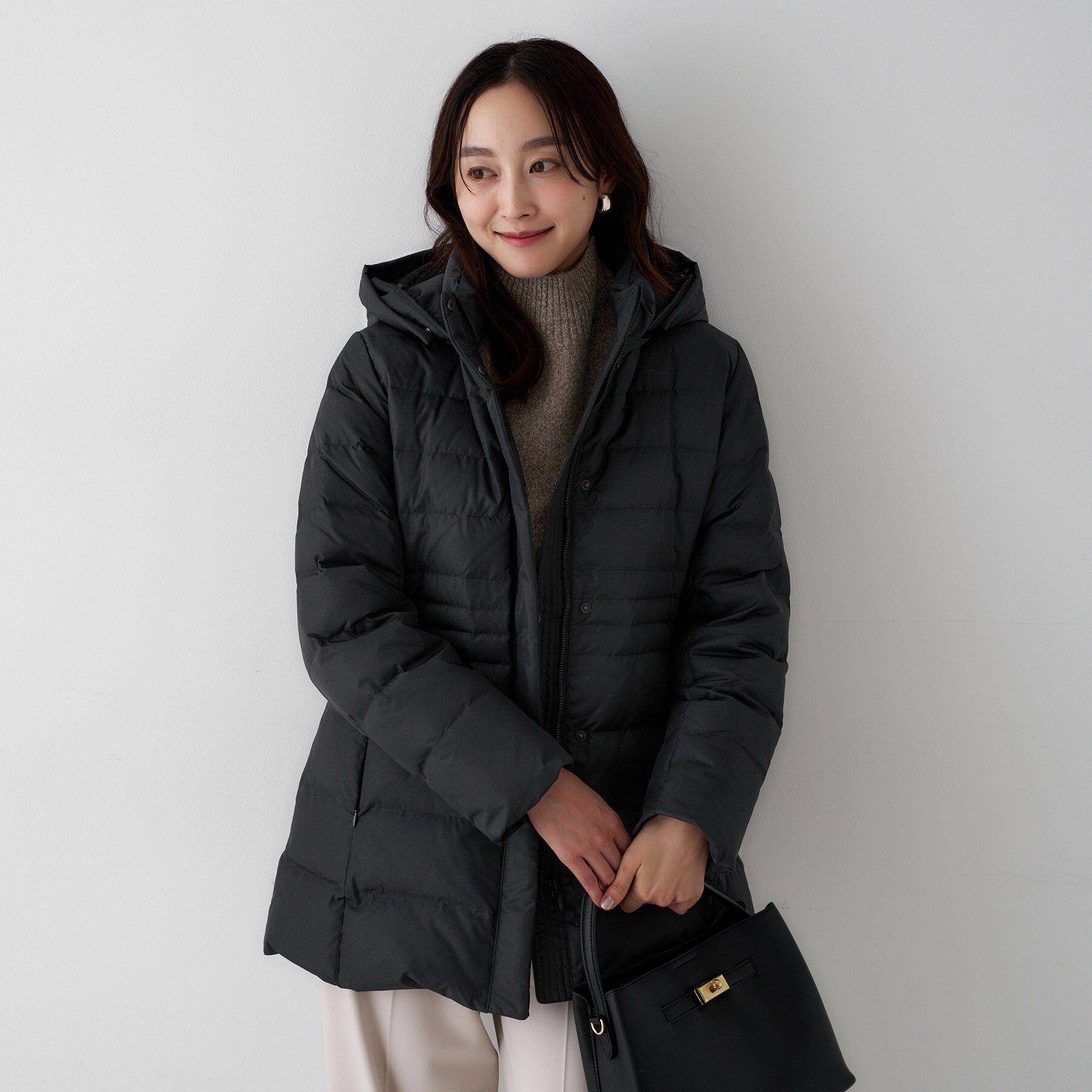 UNTITLED「【はっ水機能/フード取り外し可】ミディダウンコート」|ダウン|
