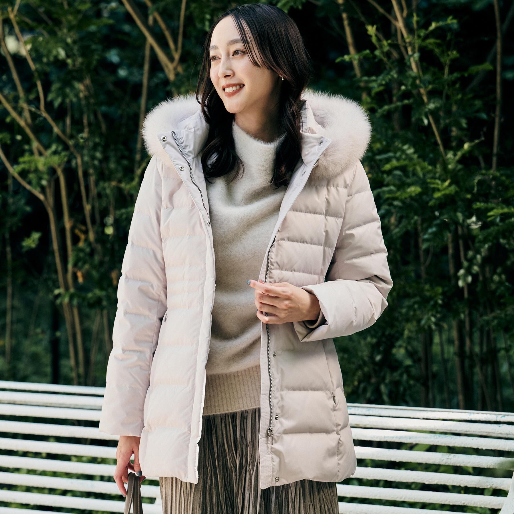 UNTITLED「【はっ水機能/フード取り外し可】ミディダウンコート」|ダウン|