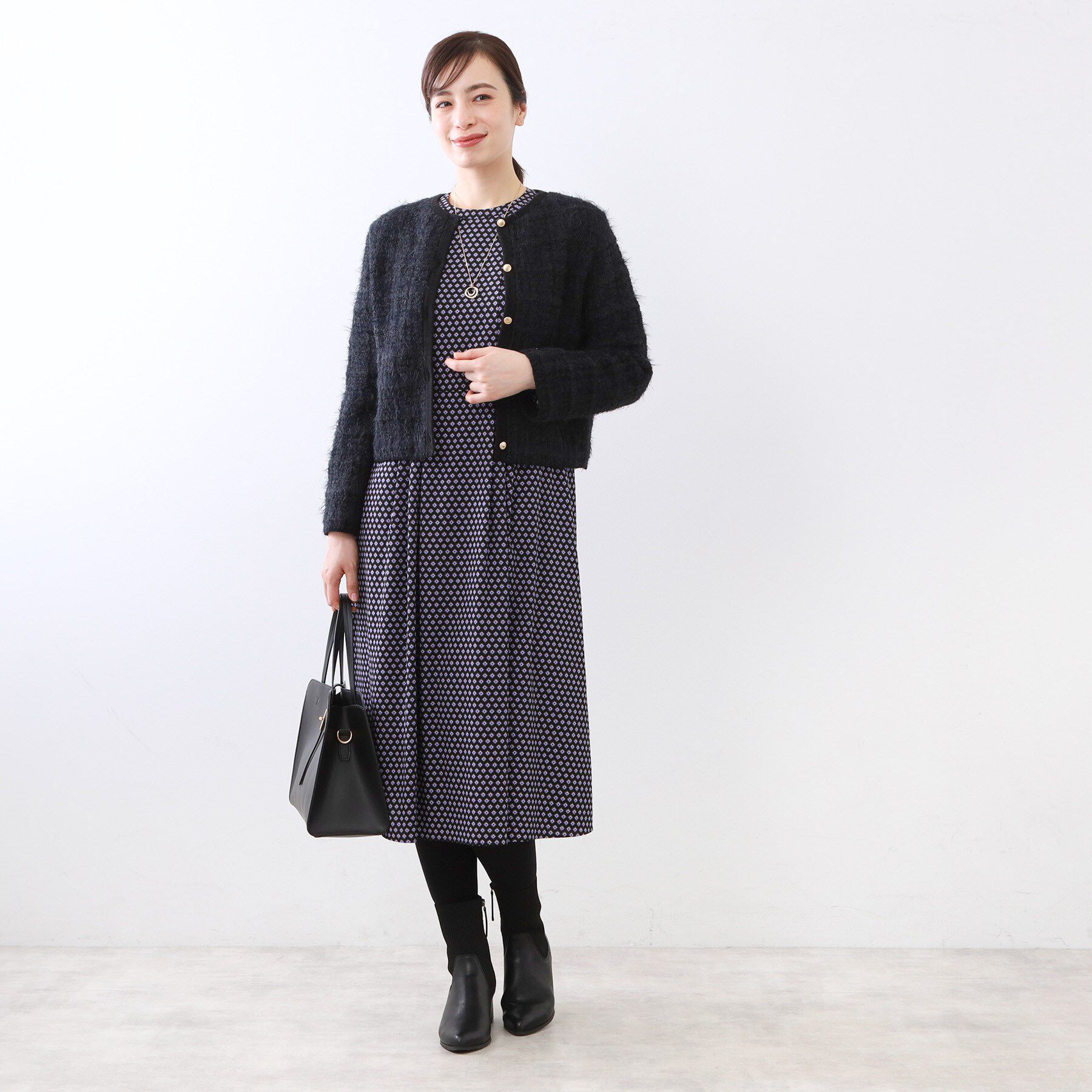 Reflect「【お食事会やお出かけに◎】ふんわりジャカード編みカーディガン」|カーディガン|