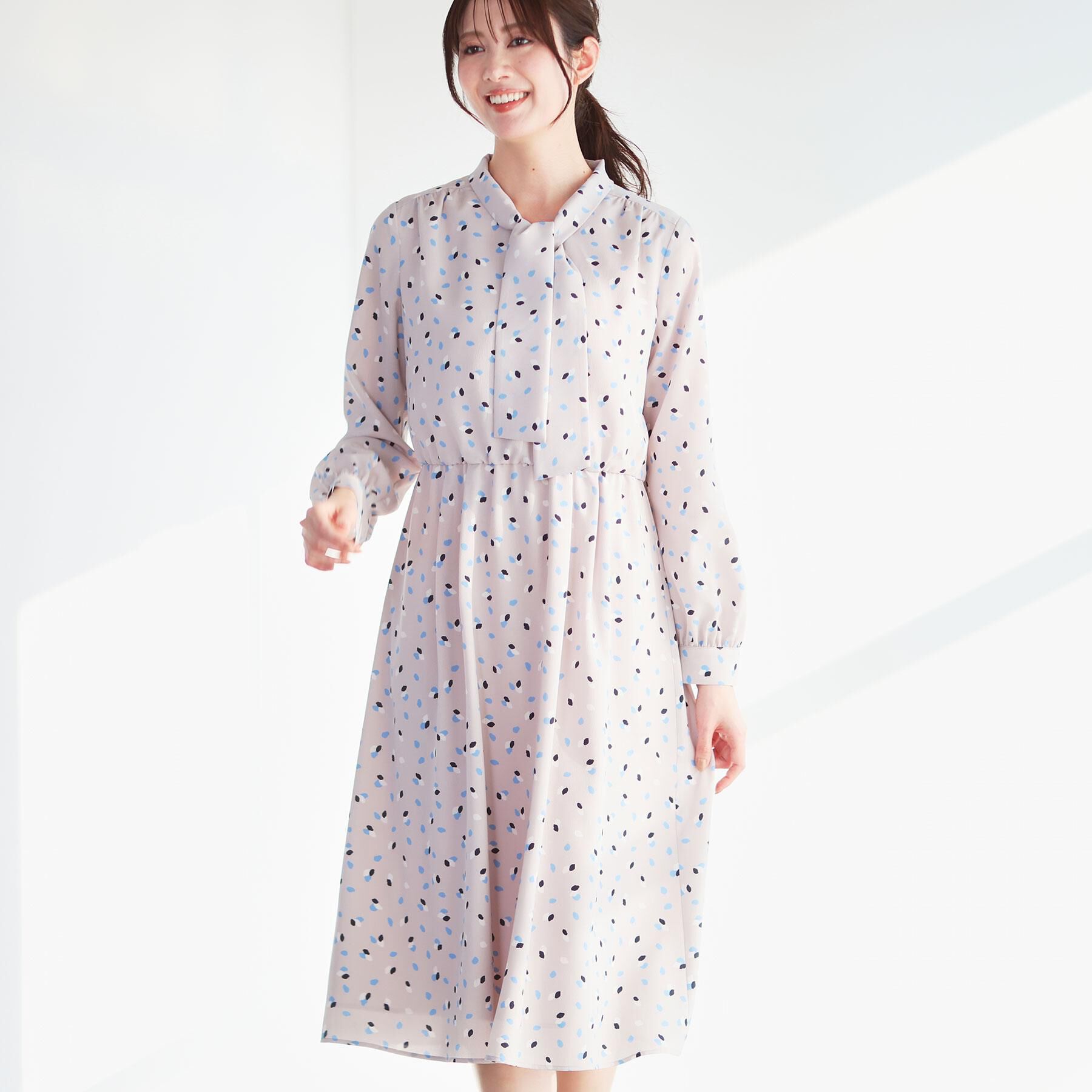 Reflect「【通勤・おでかけにおすすめ◎】フラワープリントボウタイワンピース」|ワンピース|