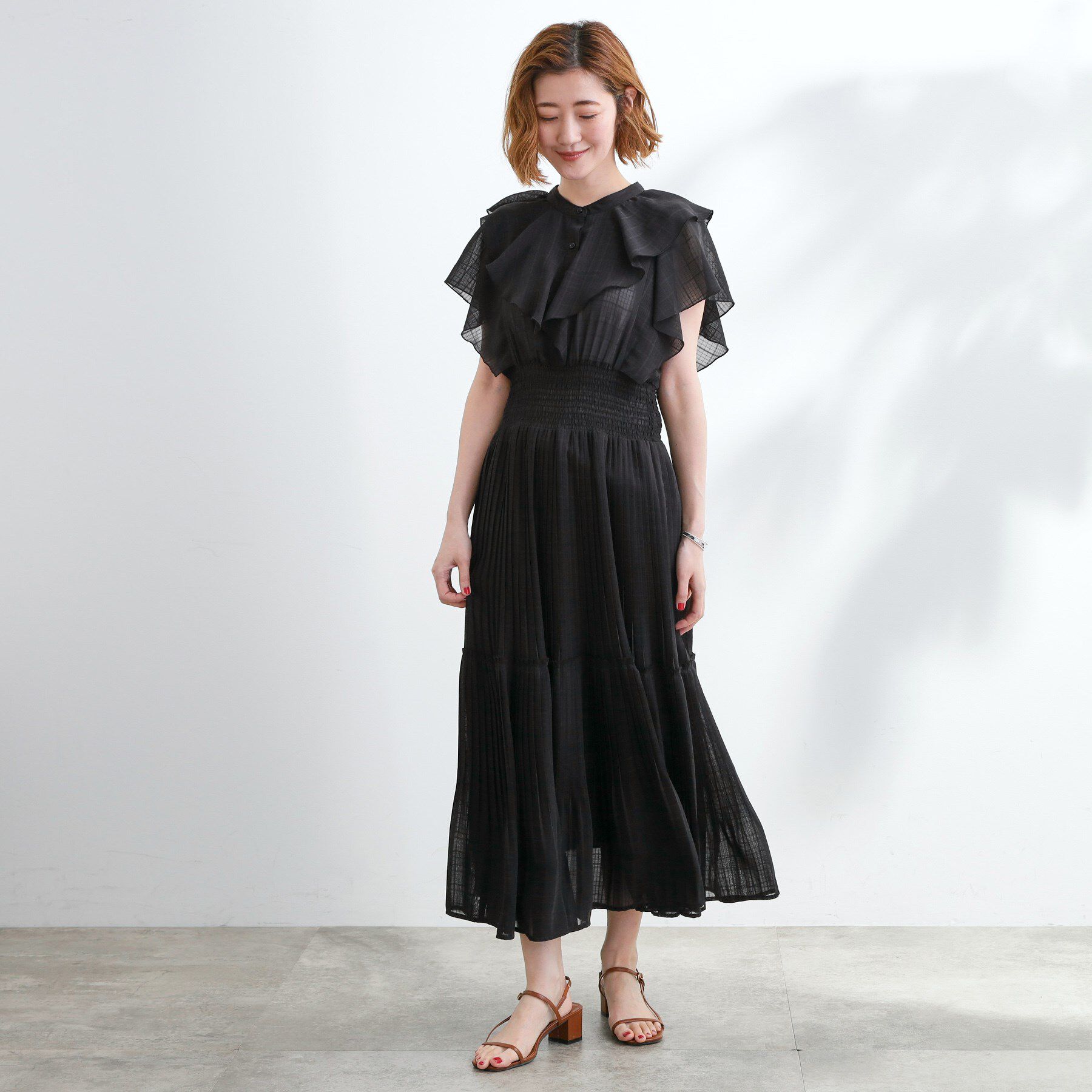 grove「夏の主役シフォンプリントプリーツワンピース」|ワンピース|