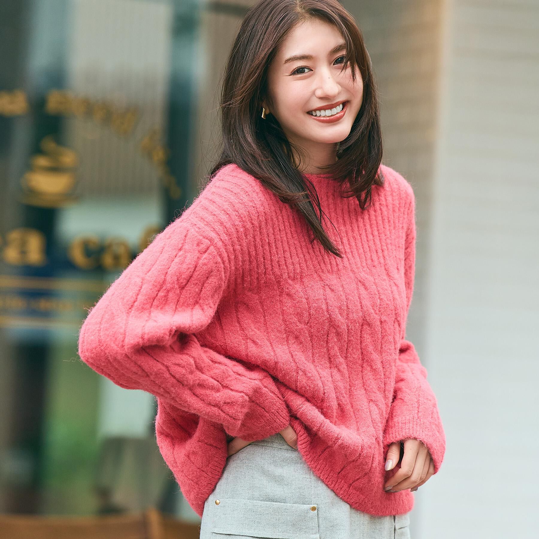 grove「ふんわり包み込む ケーブルボートネックニット」|ニット・セーター|