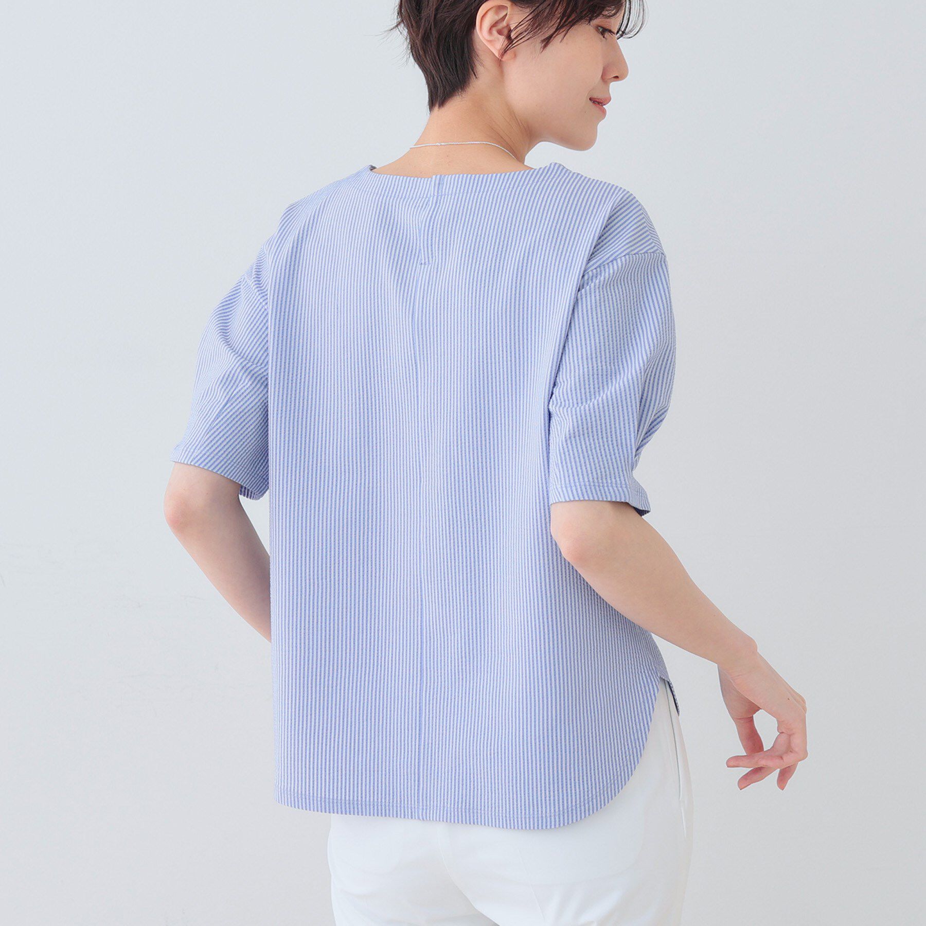 INDIVI「【洗える】サッカー素材カットソー」|Tシャツ・カットソー|