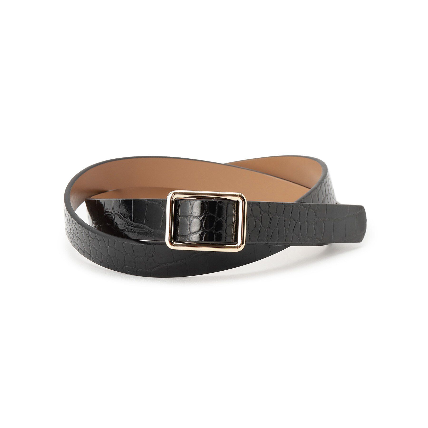 OPAQUE.CLIP「クロコダイル調スクエアベルト」|ベルト|ブラック(019)